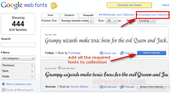 Download Google web fonts