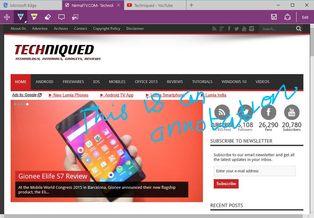 Edge browser annotate