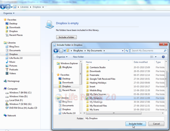 Include dropbox folder