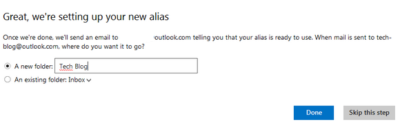 create outlook email alias