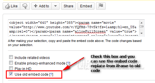 Old Embed code