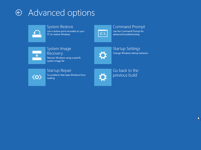 Repair windows 10 options