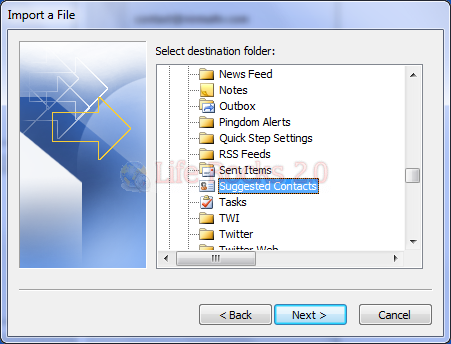 Select destination folder