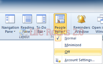 minimize Outlook people pane