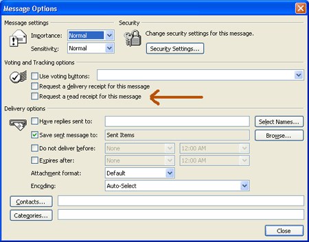 outlook read receipt work with outlook only